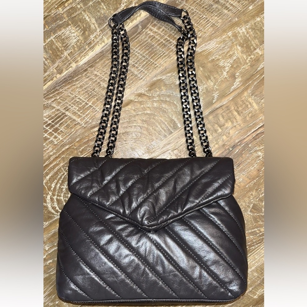 Vince Camuto Quilted Leather Shoulder Bag with Chain Straps